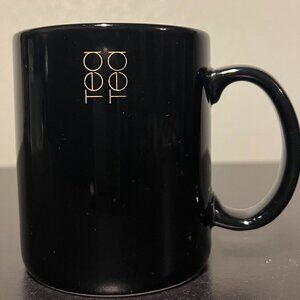 THE TOSCANY COLLECTION Black Ceramic Mug w/ Metallic Gold Words Tea Tea ~ Japan